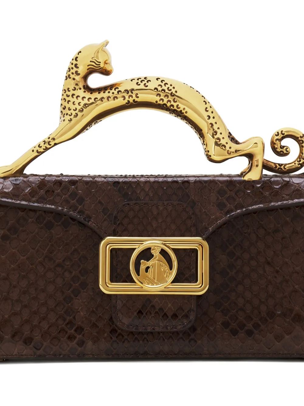 Lanvin Mini Python Cat Handle Bag In Brown