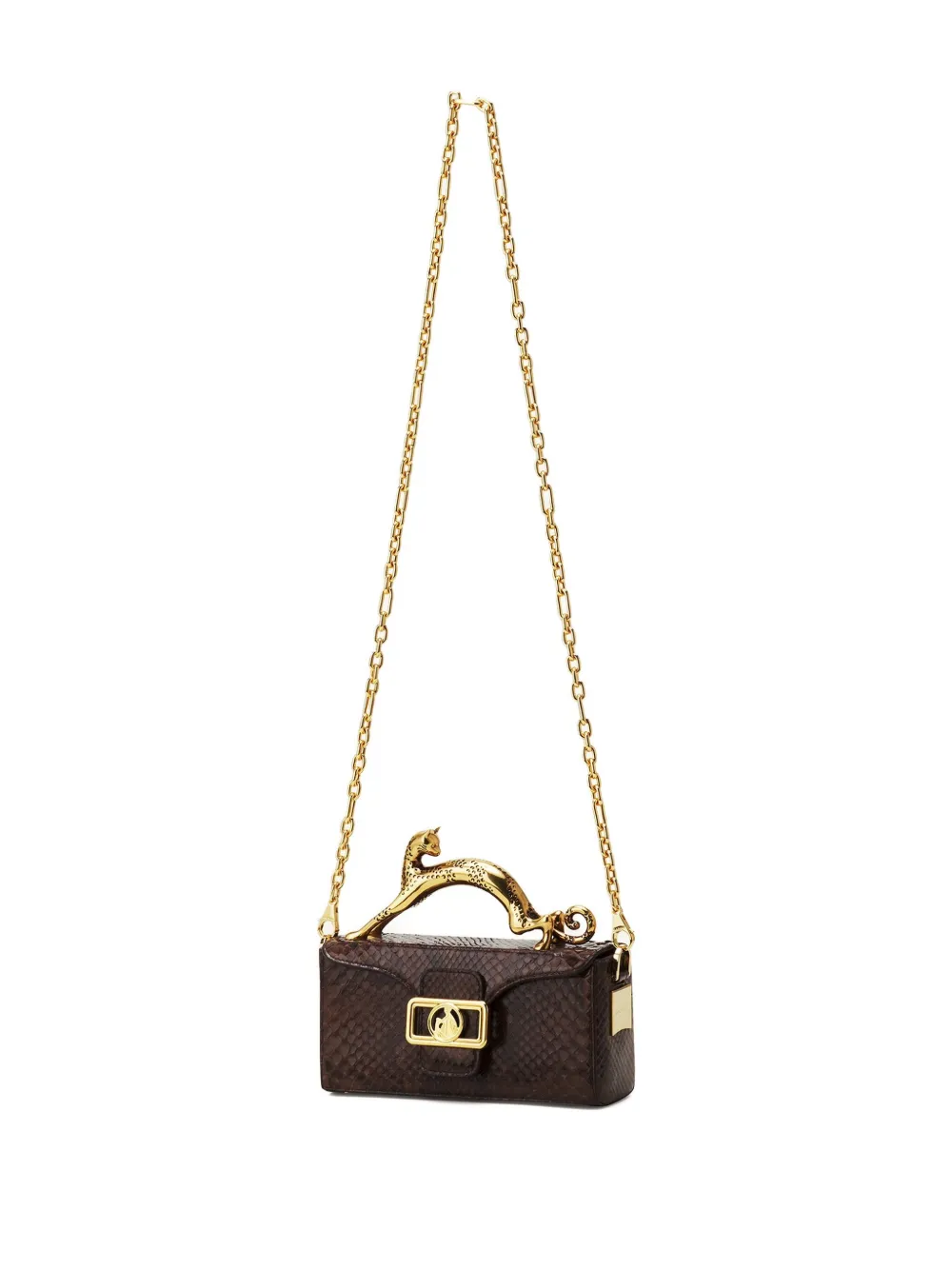 Lanvin Mini Python Cat Handle Bag In Brown