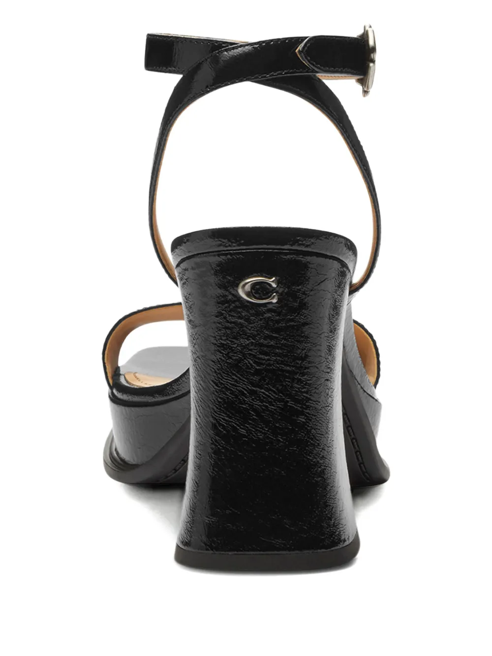 Coach Flower Buckle Platform Sandals In Black