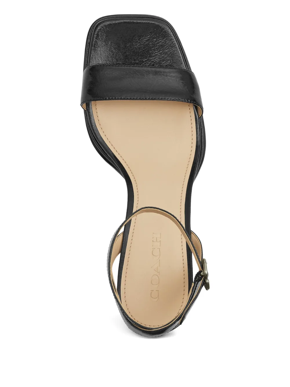 Coach Flower Buckle Platform Sandals In Black