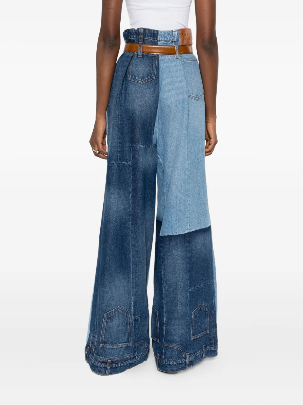 A.w.a.k.e. Patchwork Belted Jeans In Blue