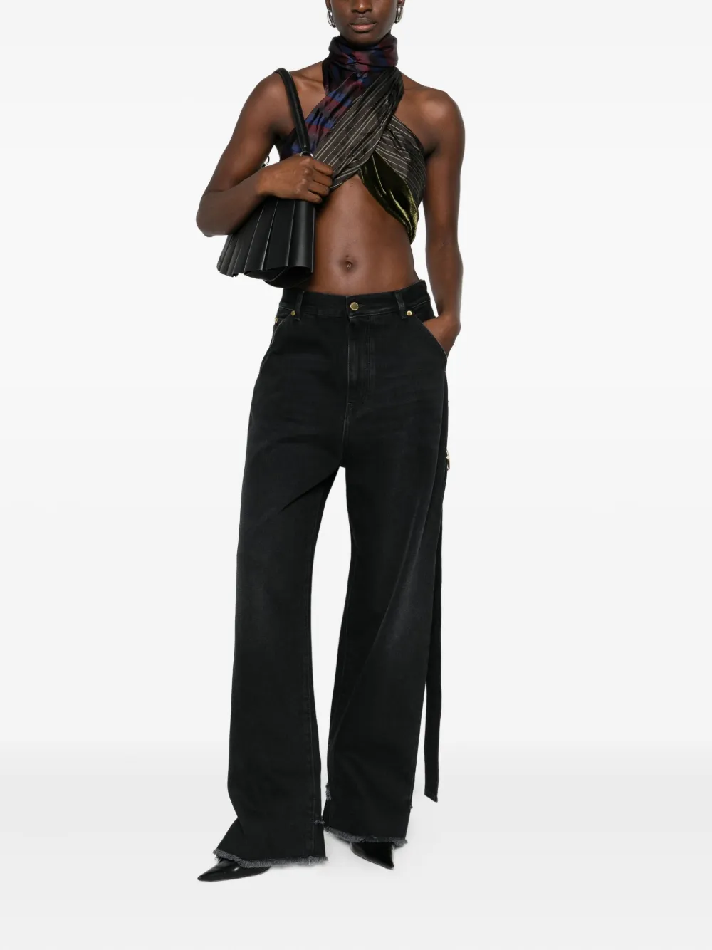 DARKPARK frayed denim straight-leg jeans - Zwart