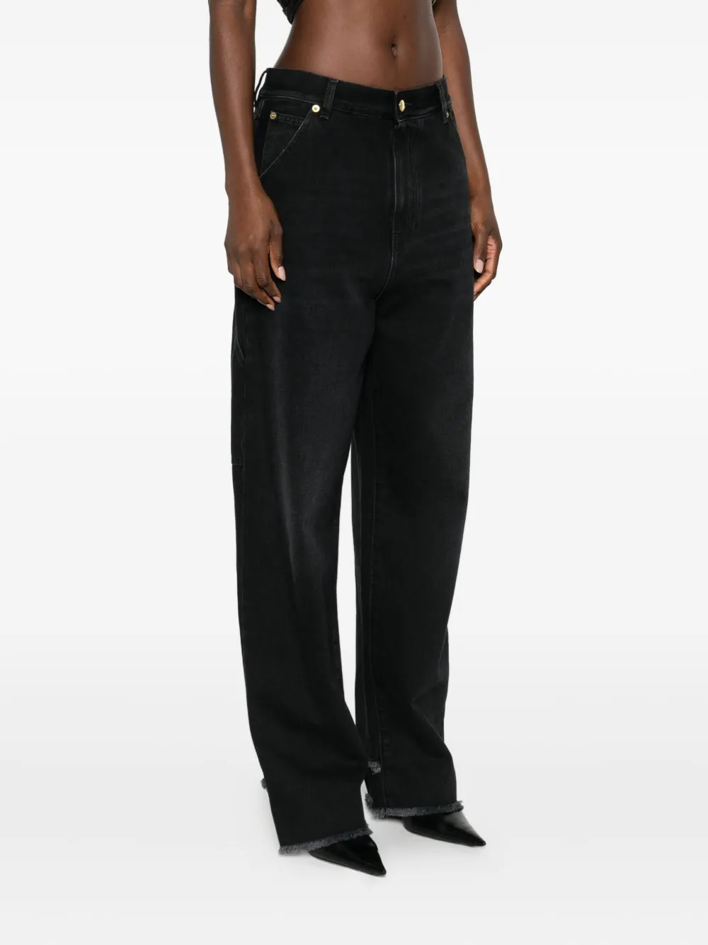 DARKPARK Gerafelde straight jeans Zwart