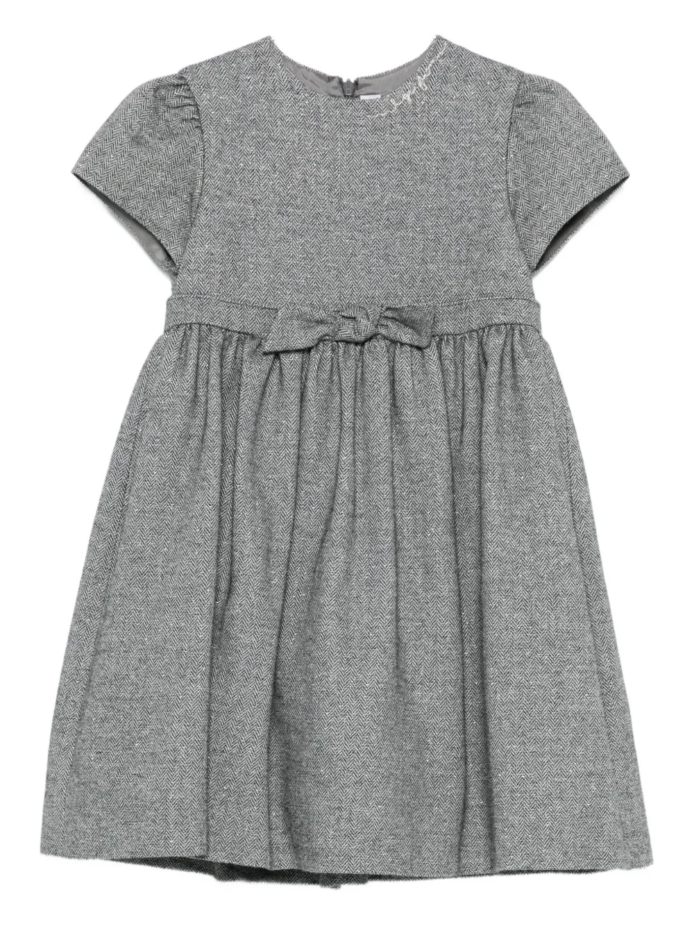 Il Gufo bow herringbone dress - Grigio