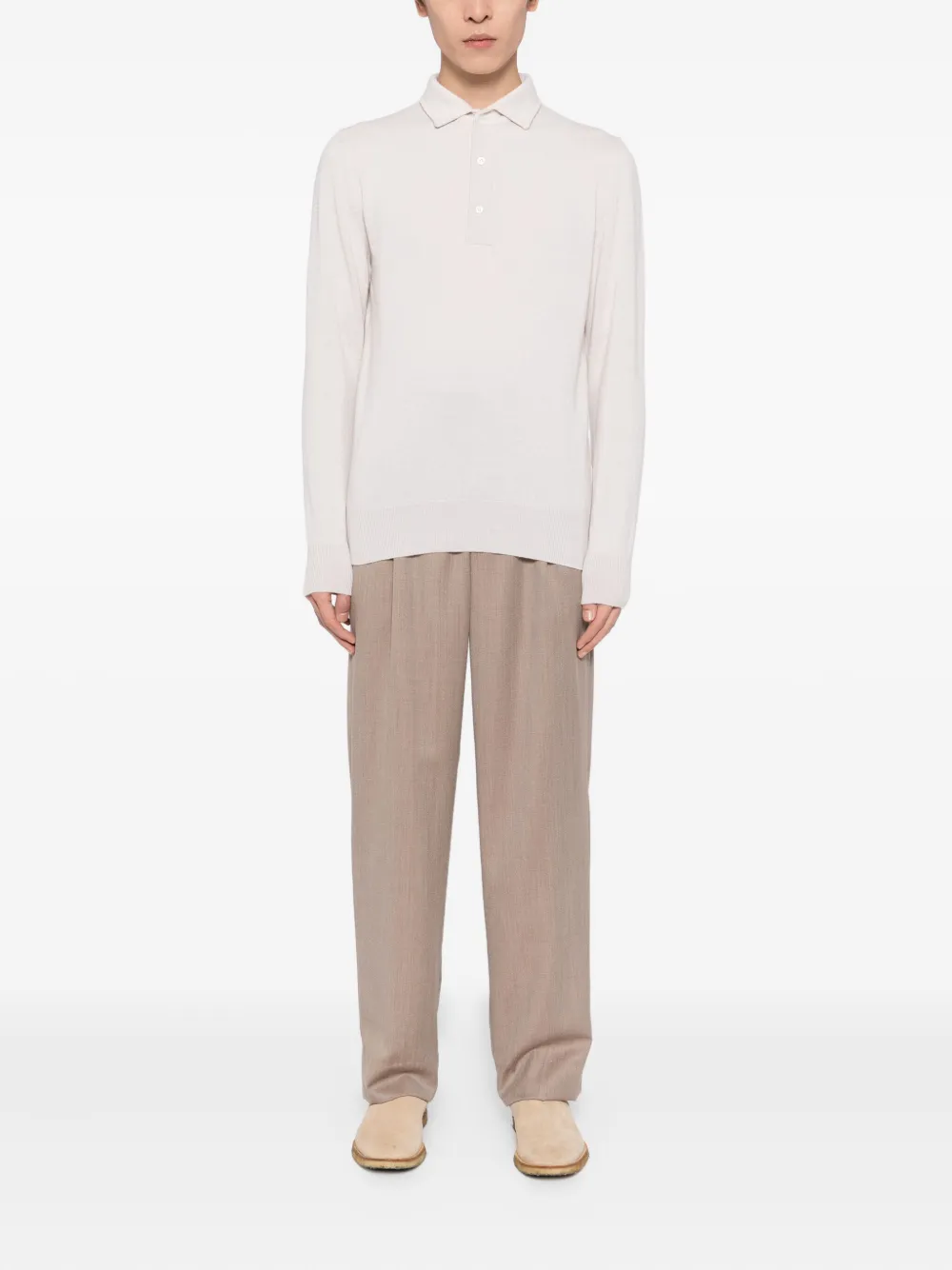 Lardini logo embroidered polo - Beige