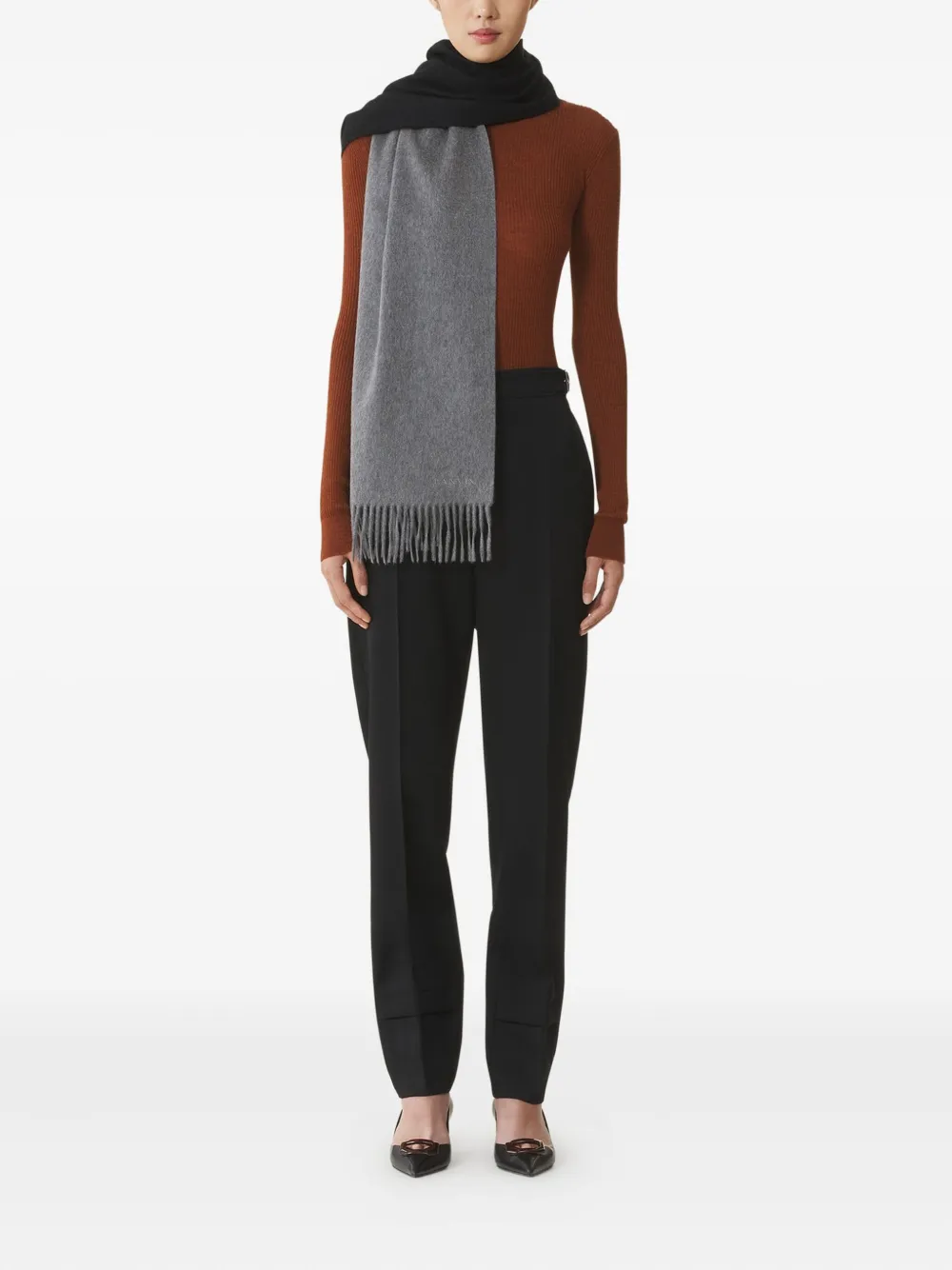 Lanvin Sjaal met franje - Grijs