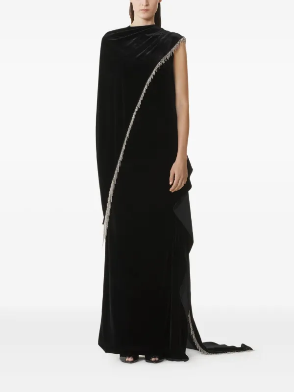 lanvin draped silk dress Draped crepe de chine maxi dress - red
