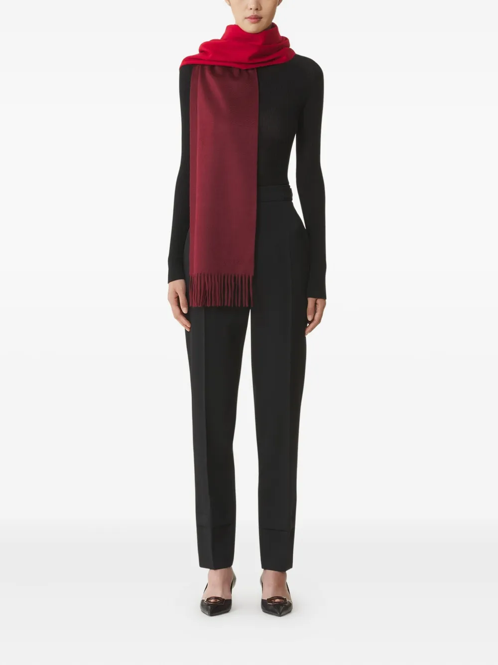 Lanvin Fringed Scarf In Red