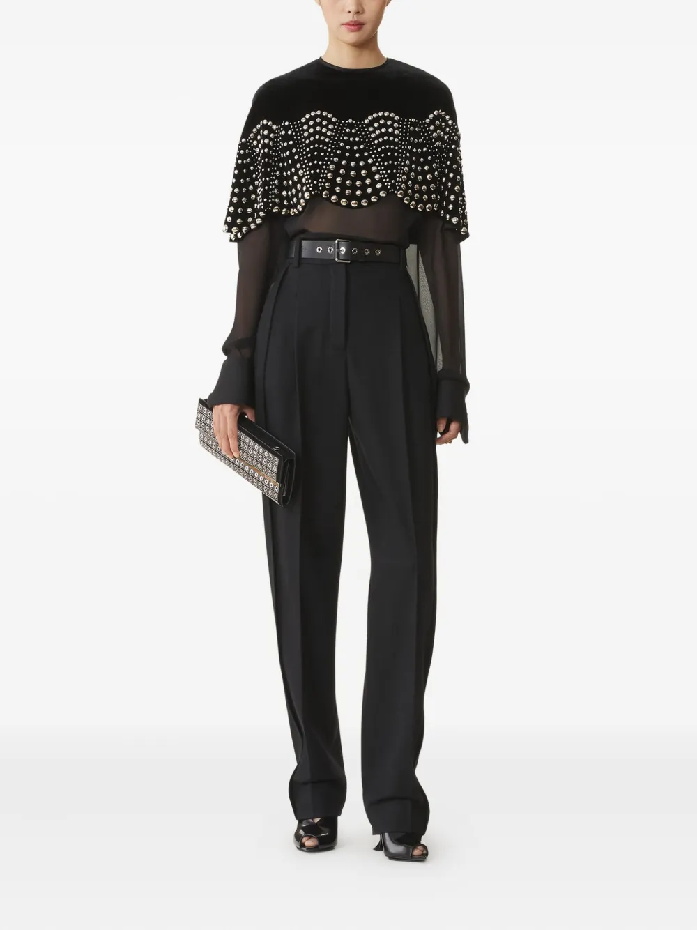  Lanvin Beaded Velvet Top - Black 