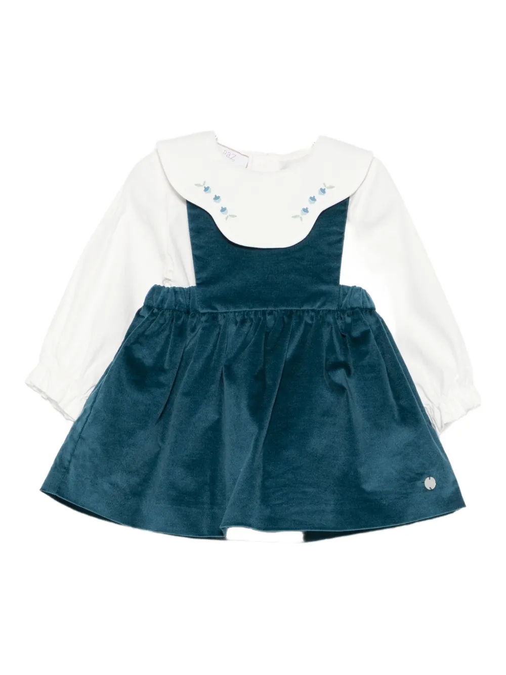 Paz Rodriguez embroidered layered dress - Blue