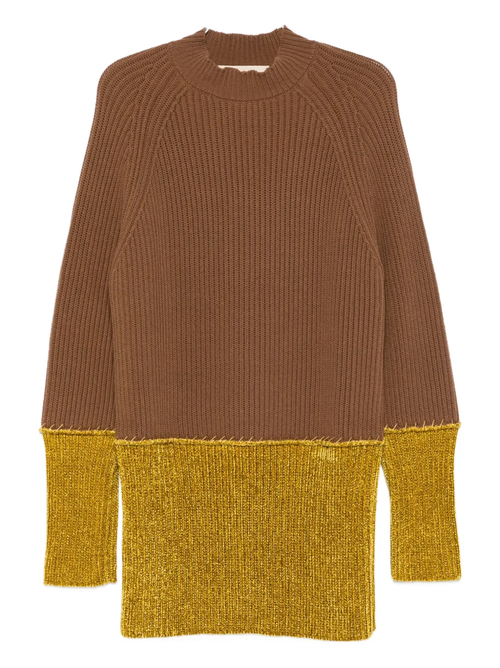 Marni Ribbed Colour-block Sweater In Brown
