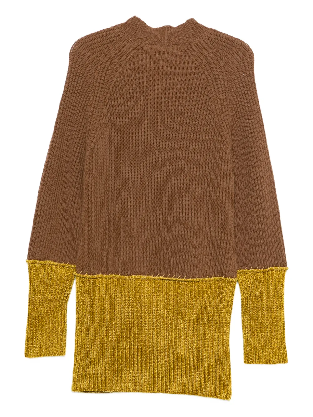 Marni Ribbed Colour-block Sweater In Brown