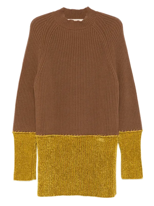 Marni Ribbed Colour-block Sweater in Brown