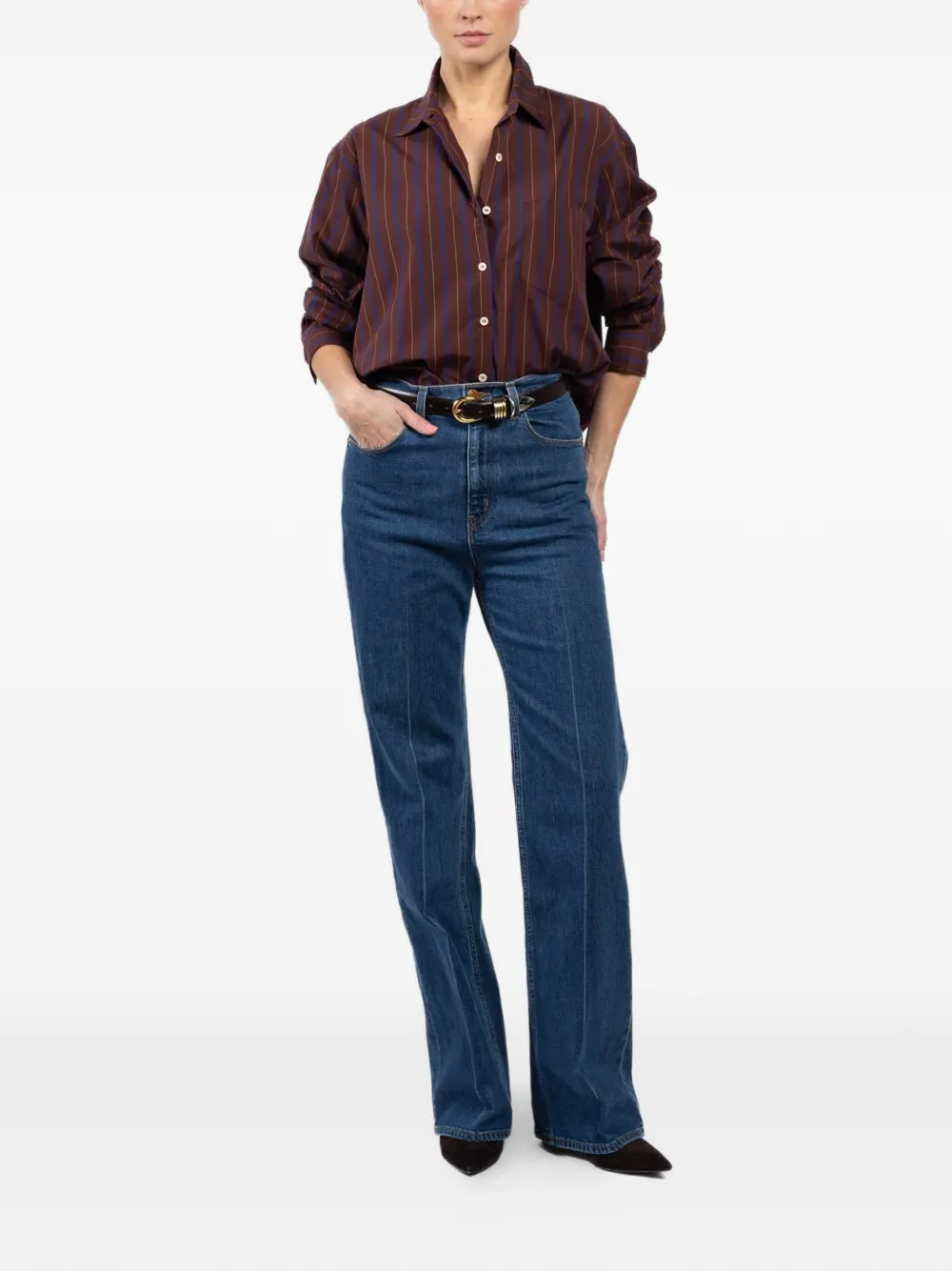 JAMIE HALLER striped long-sleeved shirt - Rood