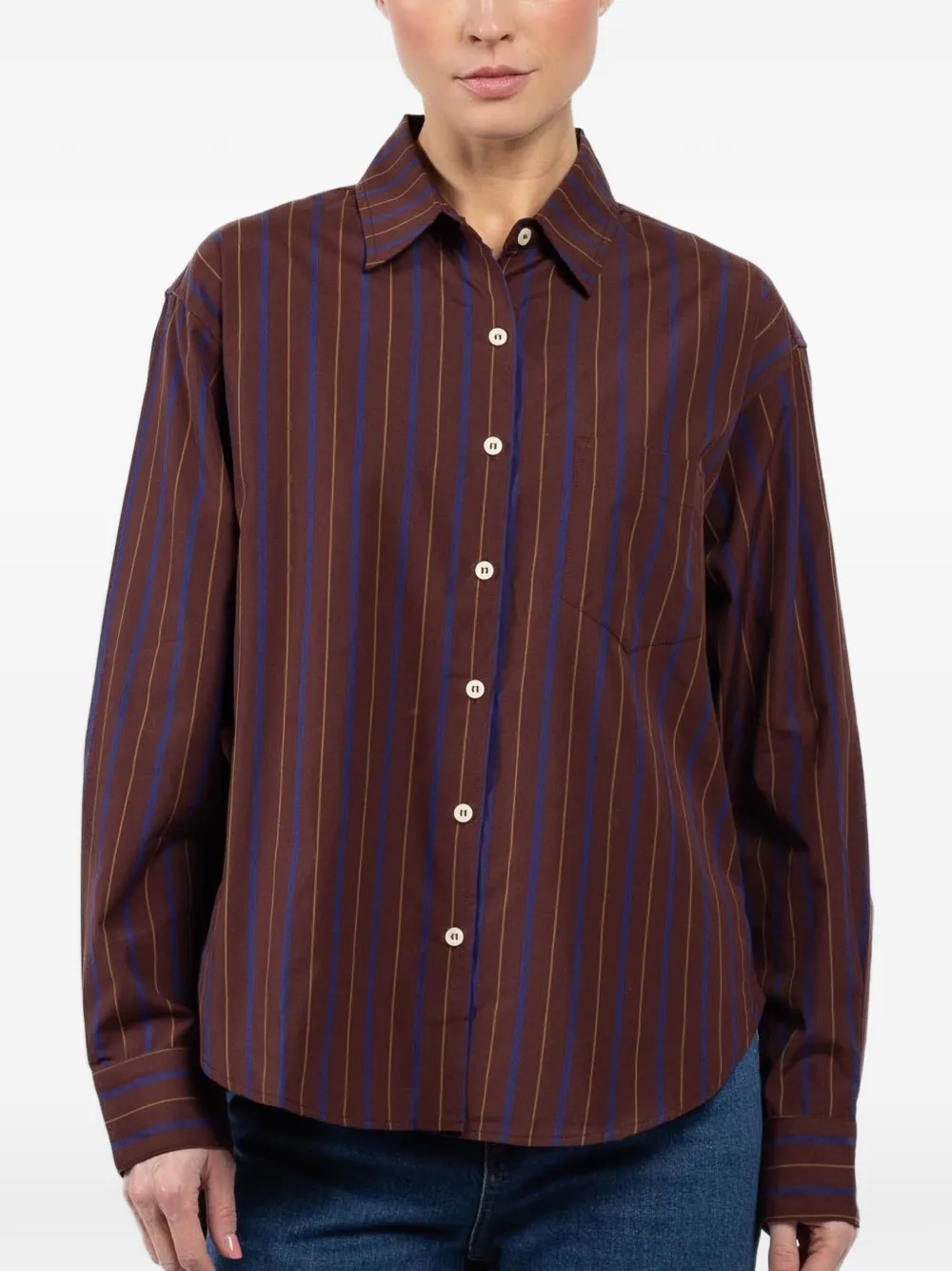JAMIE HALLER striped long-sleeved shirt - Rosso