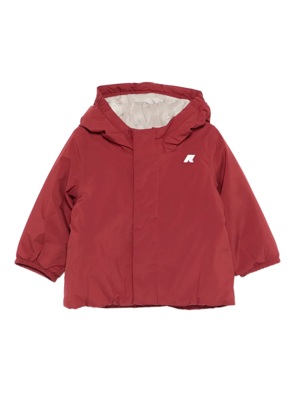 K Way Kids hooded logo-patch jacket | Red | Image 1