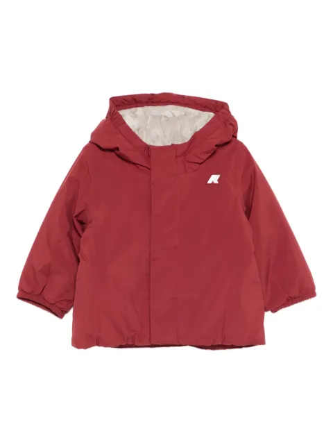 K Way Kids hooded logo-patch jacket