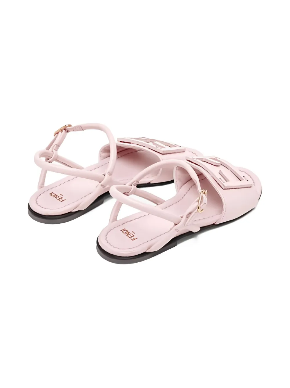 Fendi Kids logo-embossed leather sandals Roze