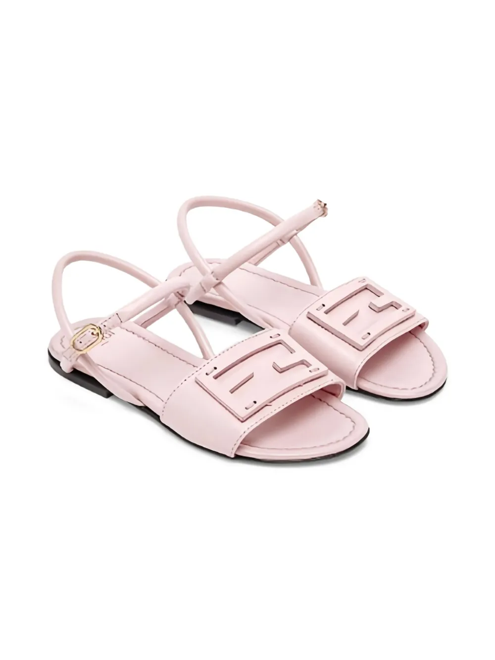 Fendi Kids logo-embossed leather sandals Roze