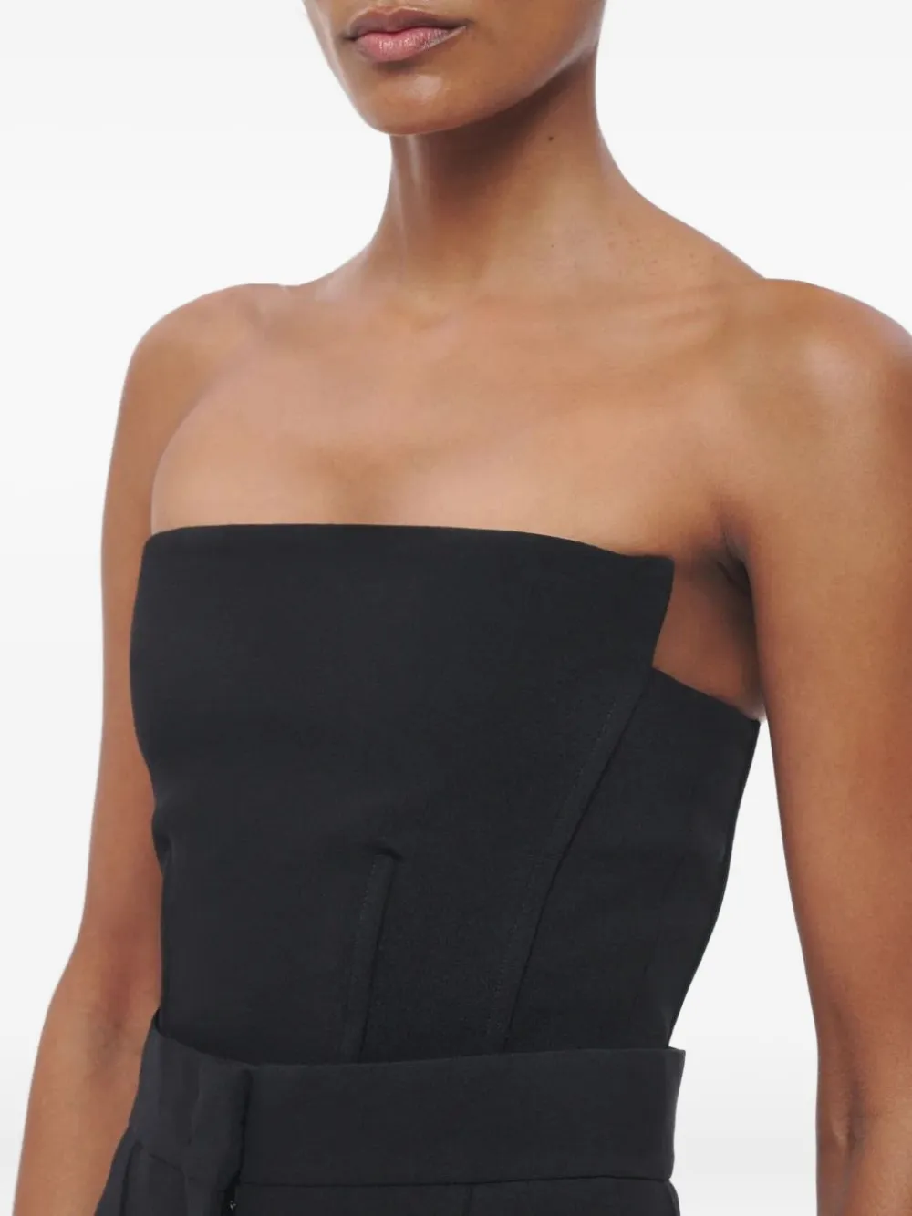 Another Tomorrow Strapless bustier met vlakken Zwart