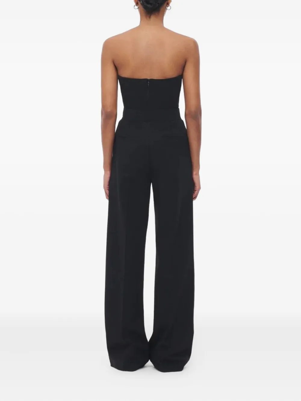 Another Tomorrow Strapless bustier met vlakken Zwart