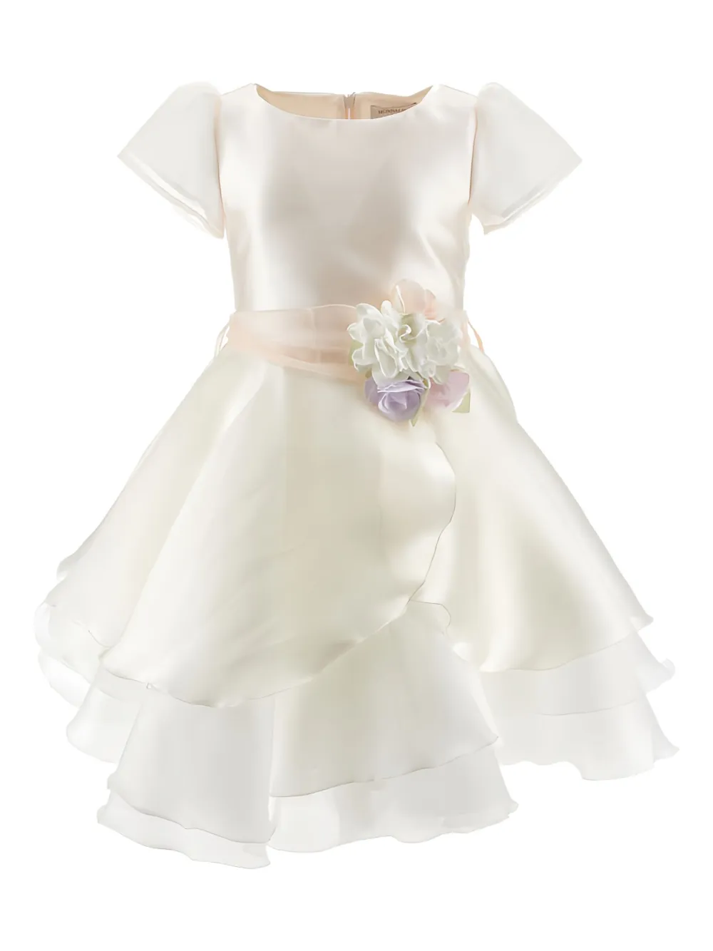 Monnalisa vestido a capas con aplique floral | neutro | Image 1