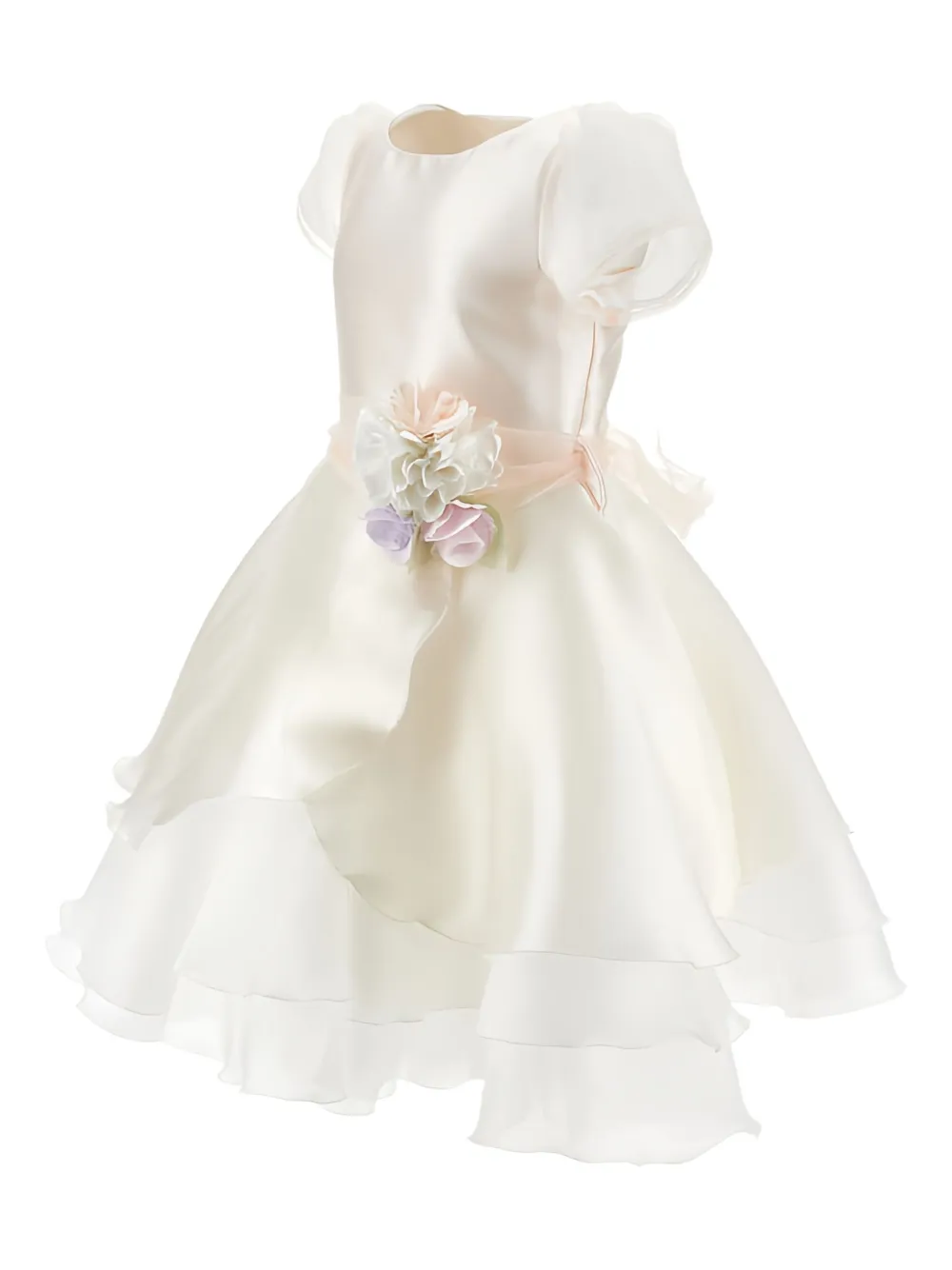 Monnalisa Gelaagde jurk met bloemapplicatie Beige