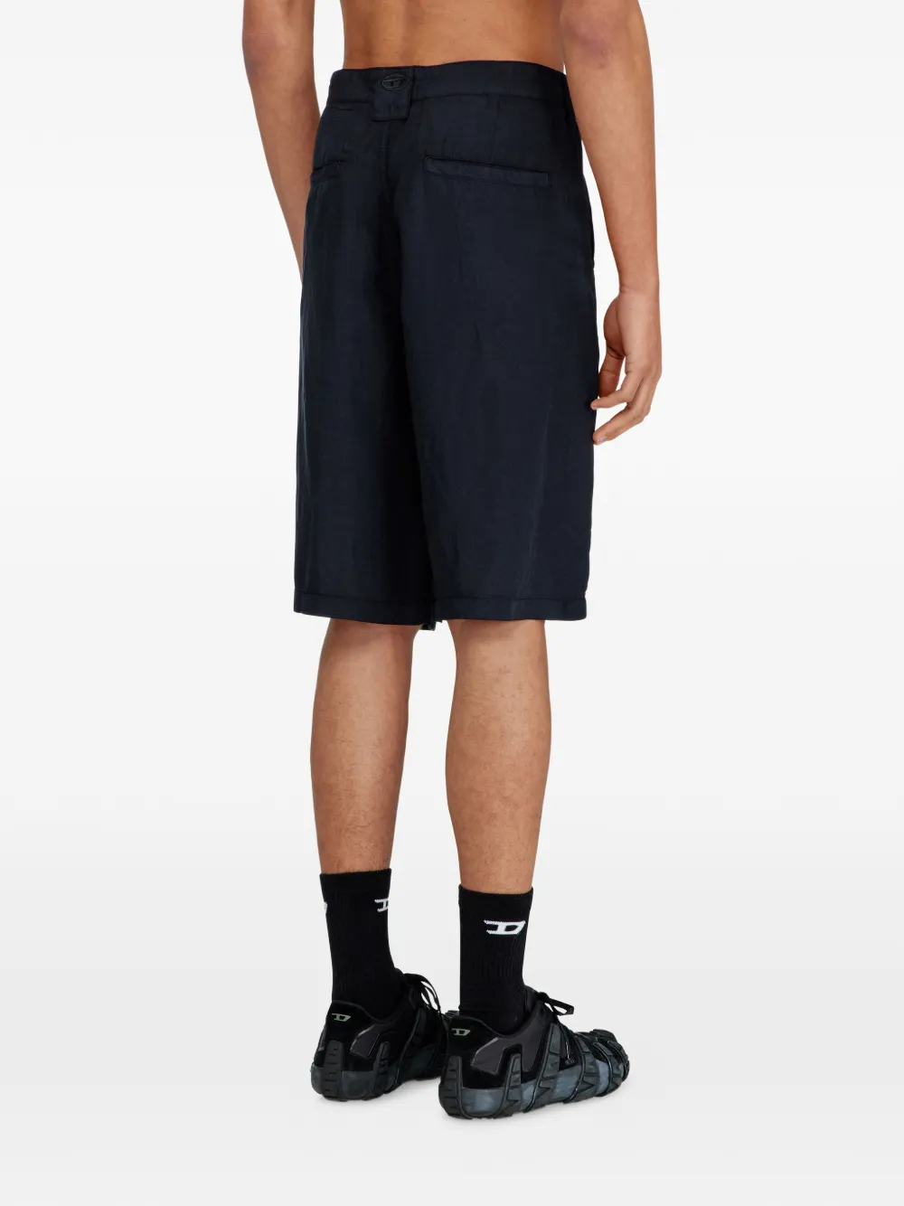 Diesel Bermuda shorts van linnenblend Zwart