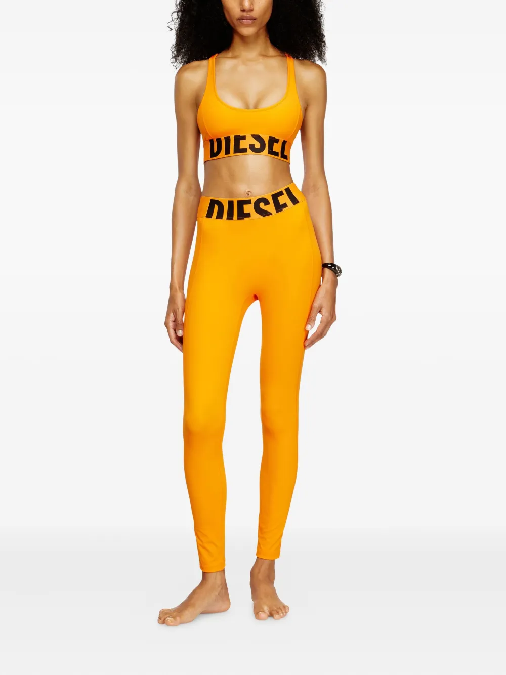 Diesel Adeline-d-pop Logo-detail Trousers In Yellow