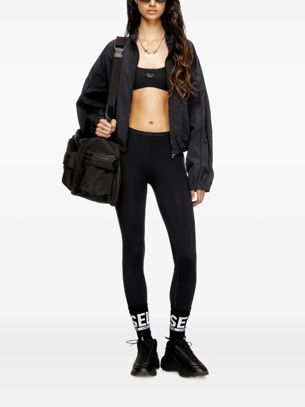Diesel Chelsea-utlt Cut-out Sports Bra In Black