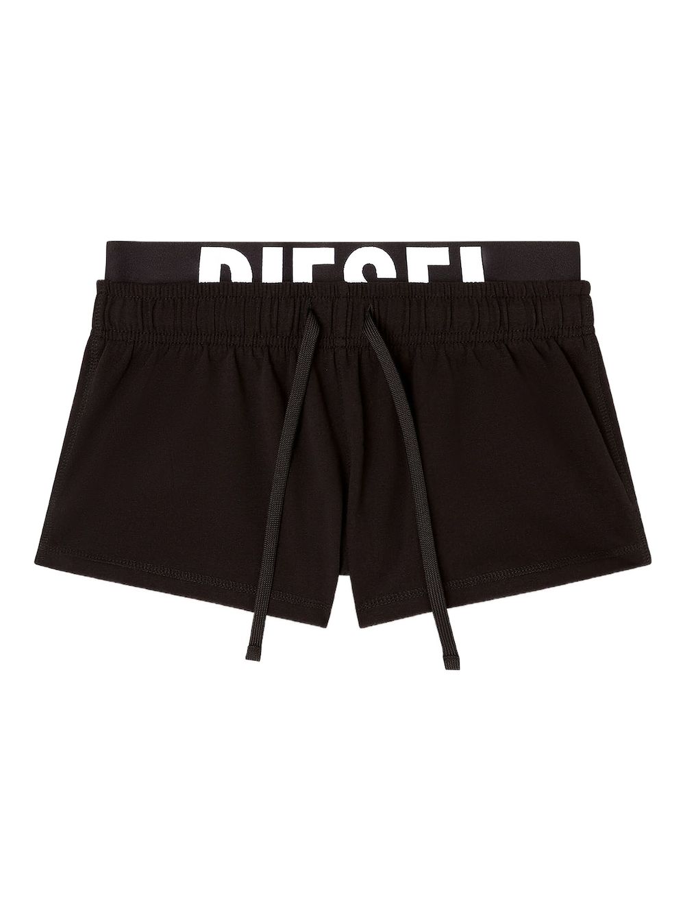 Diesel Miranda-d-pop Waistband-logo Shorts In Black