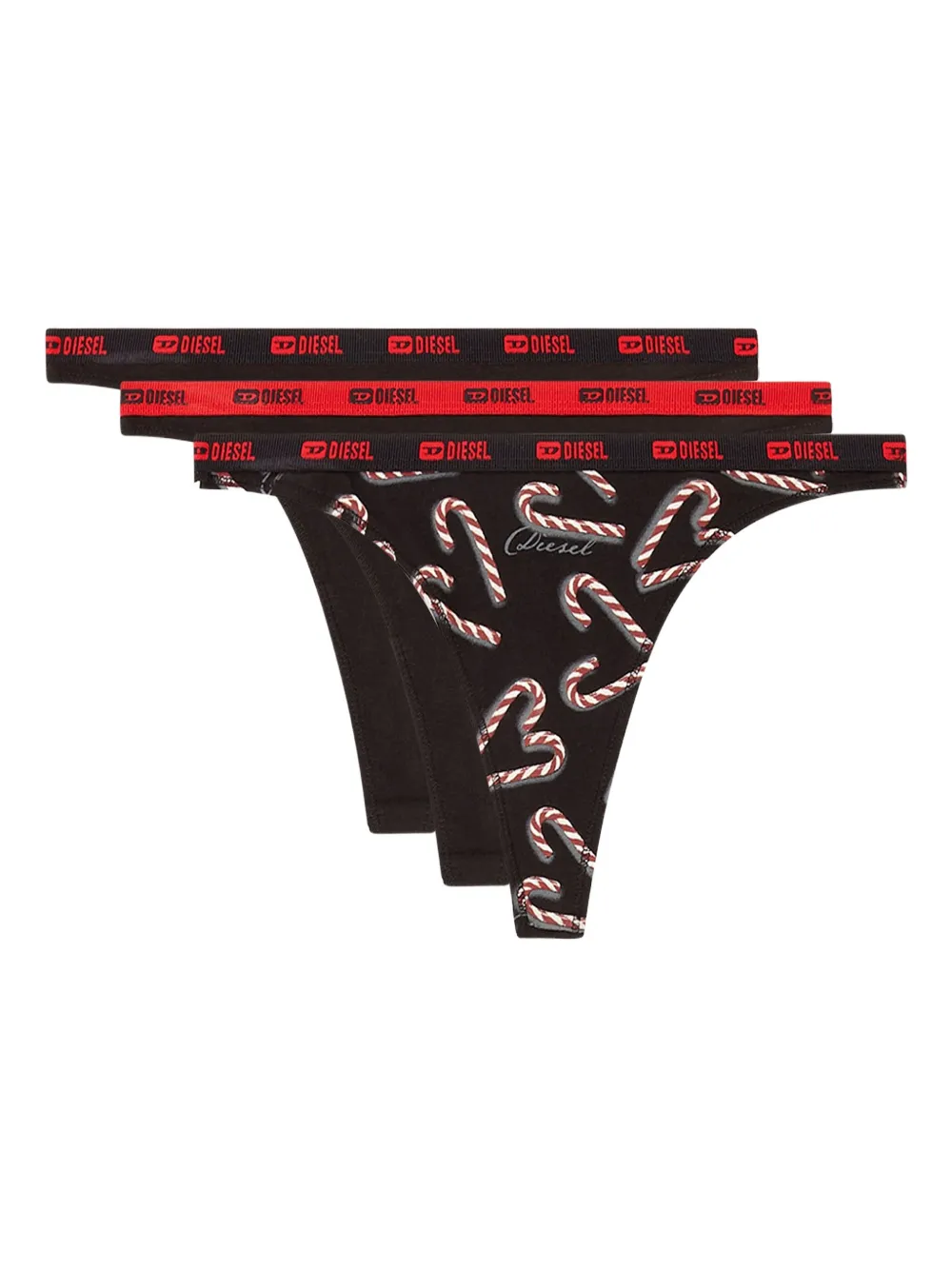 Diesel Stars-utlt-3pack printed thong | Black | Image 1