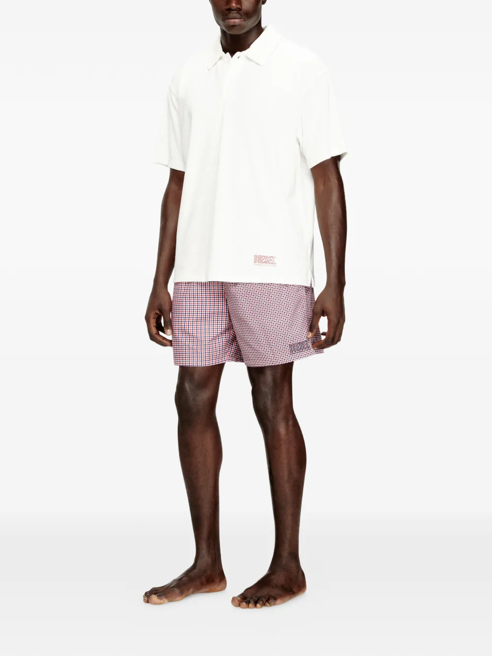 Diesel Joshua-D-Core embroidered short-sleeves polo shirt - Wit