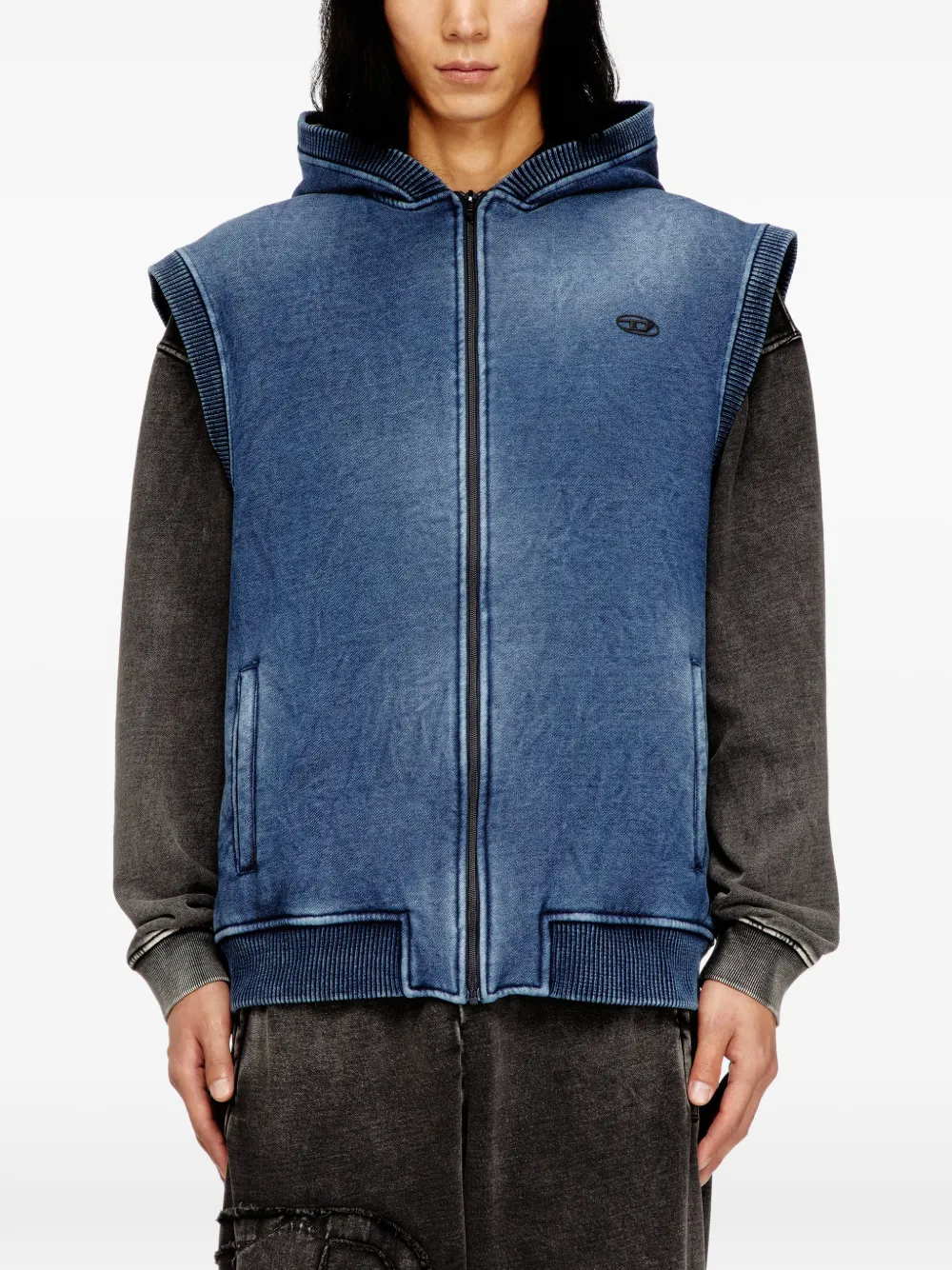 Diesel S-Hakel hoodie met rits en logodetail Blauw