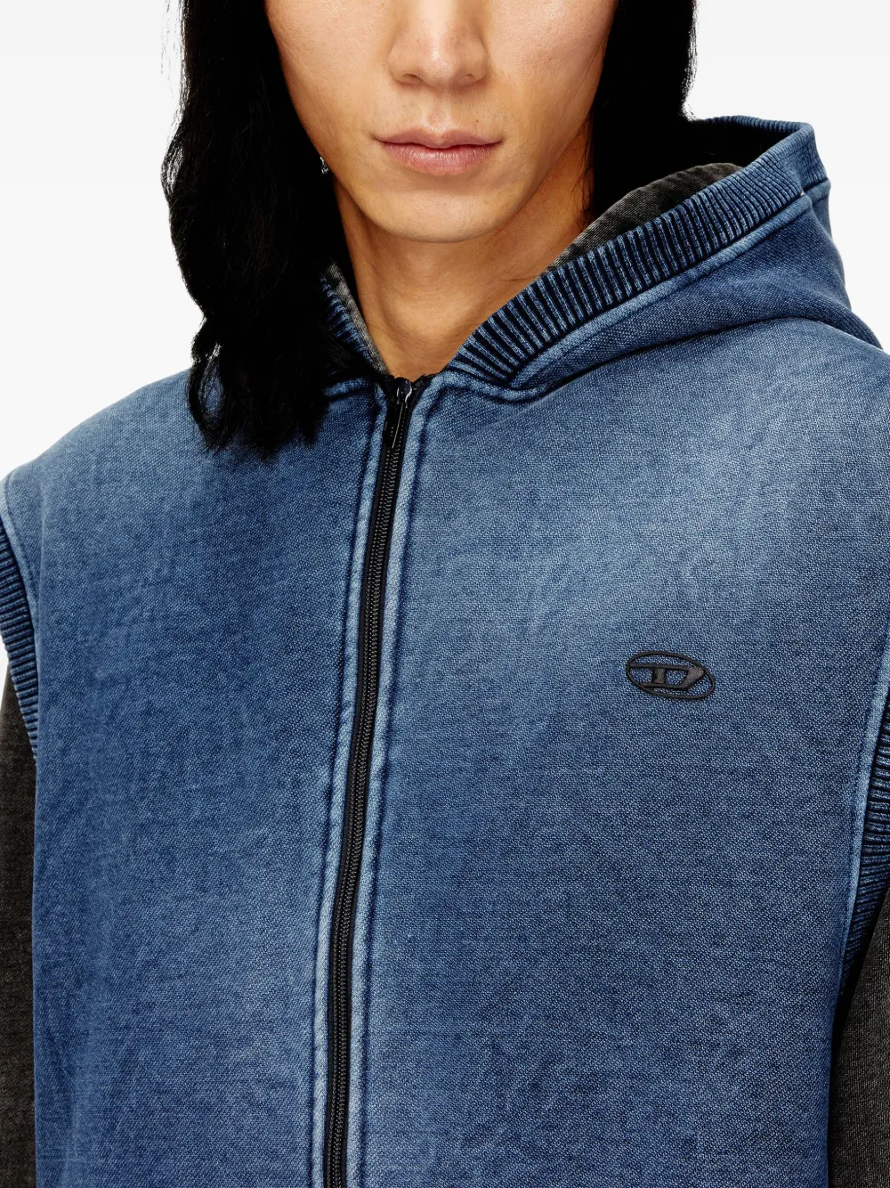 Diesel S-Hakel hoodie met rits en logodetail Blauw