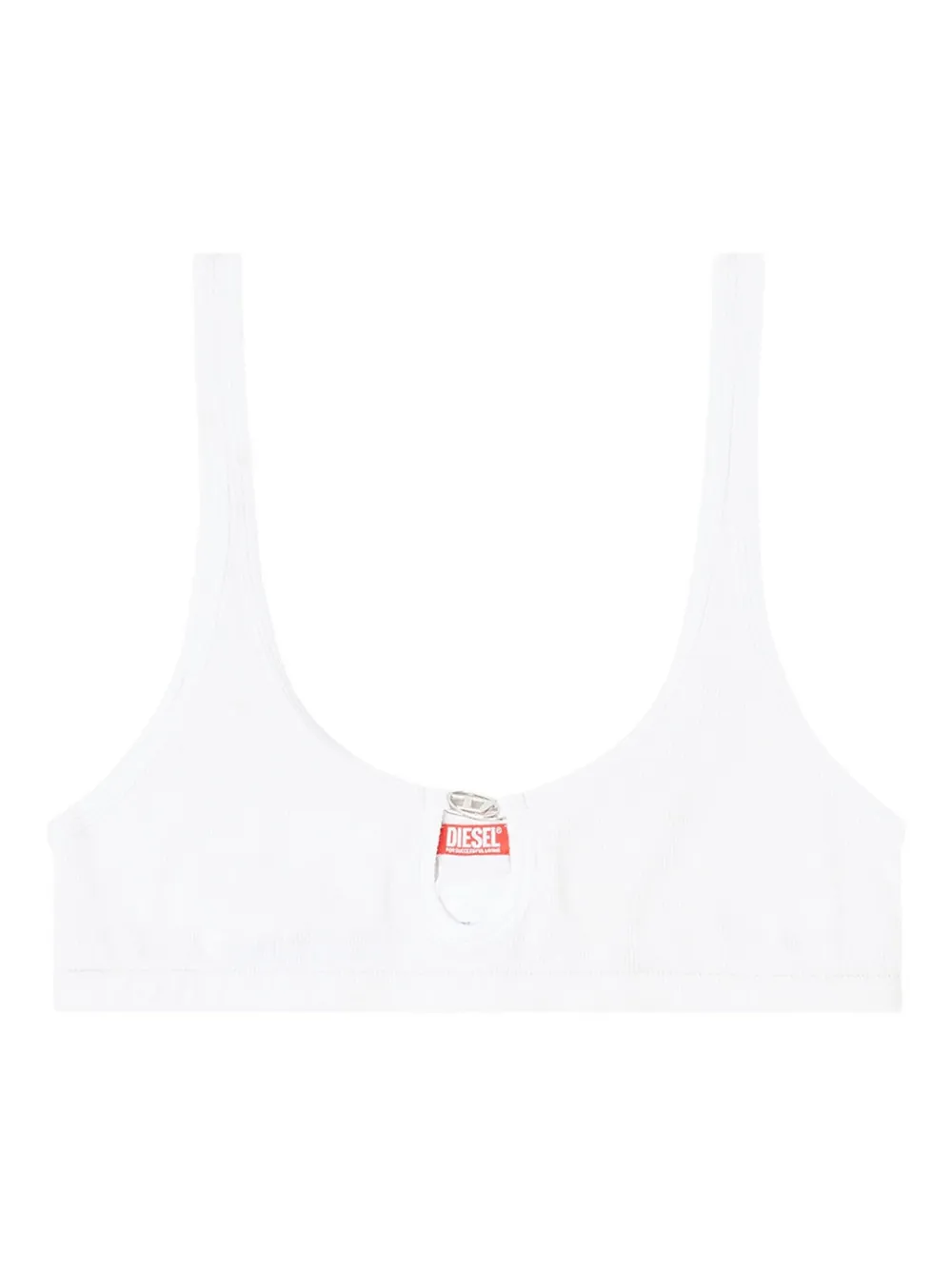 Diesel Ufsb Oval D-rib Cotton Bra In White