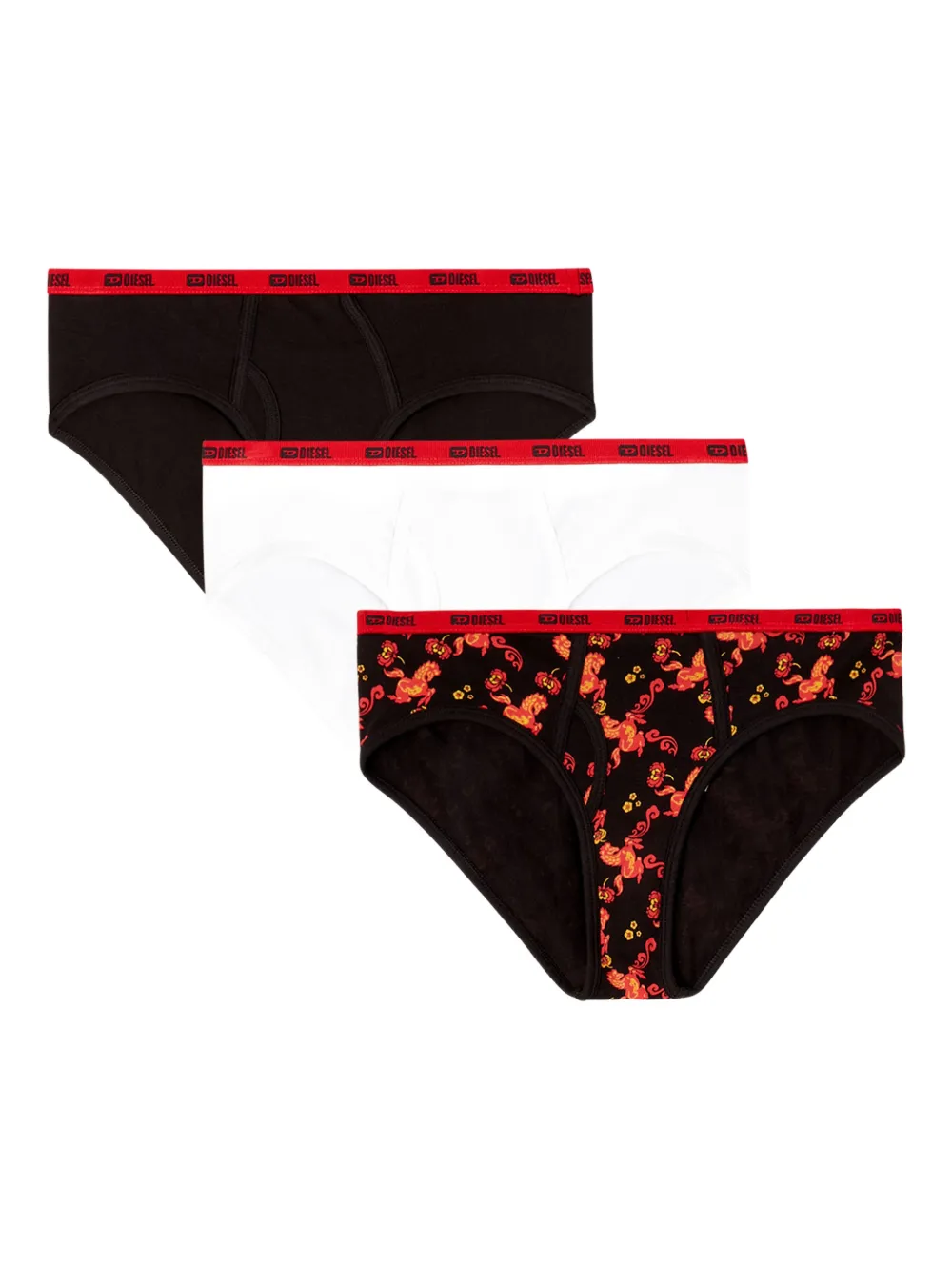 Diesel Oxy-Gft logo-waistband thongs (set of three) - Nero