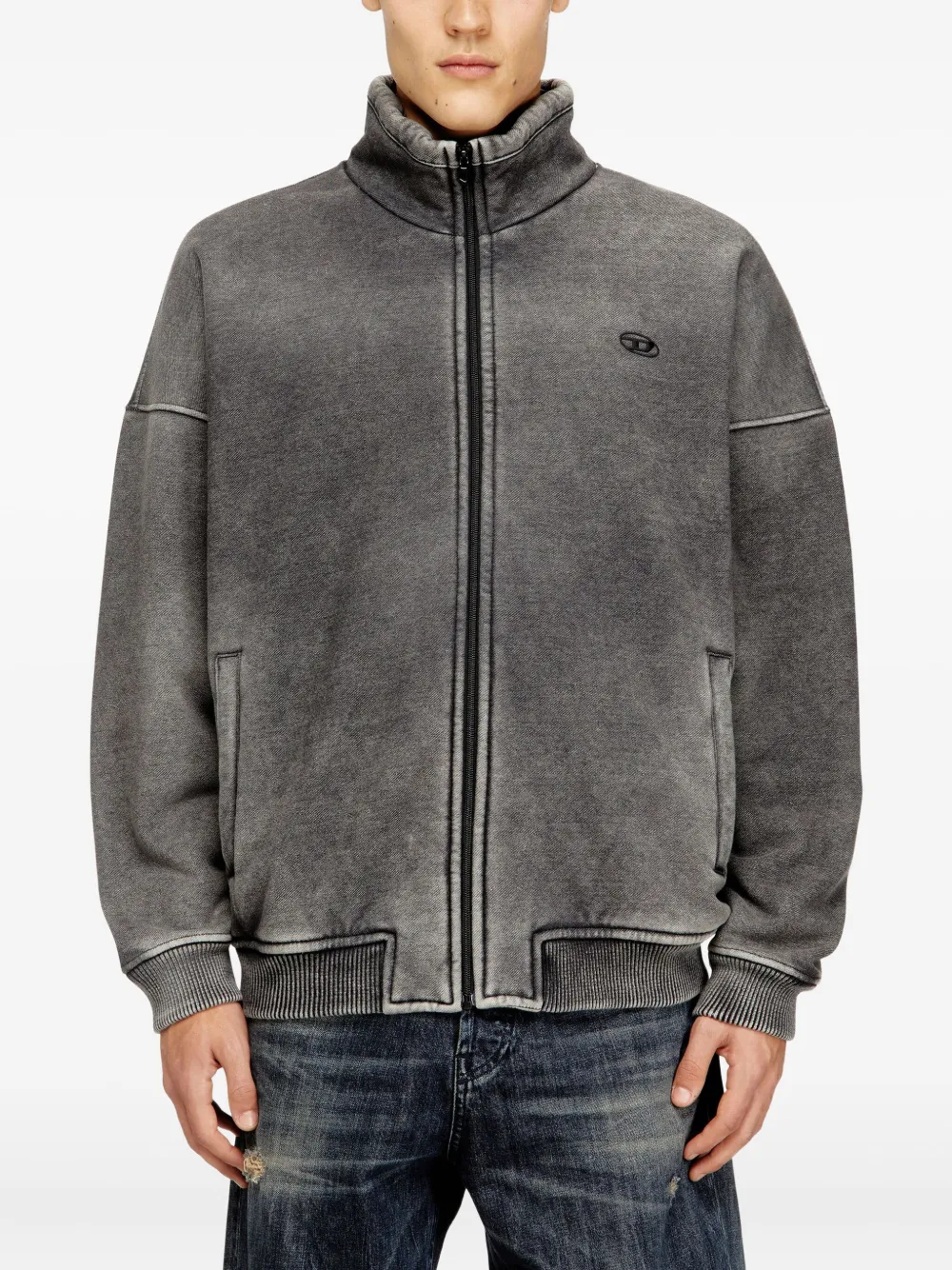 Diesel Jack met borduurwerk en rits Grijs