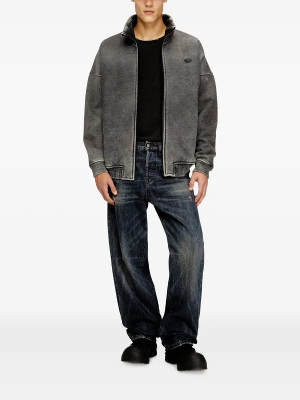 Diesel S-Batel-V1 full-zip Embroidered Jacket | Grey | FARFETCH