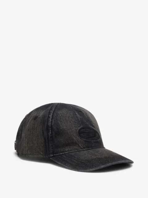 Diesel denim cap with frayed details and embroidered logo