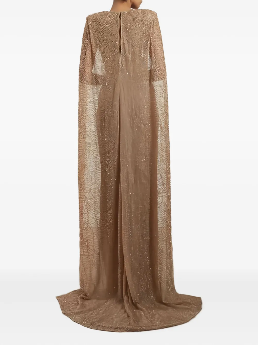 Rhea Costa Asma Cape-detail Maxi Dress In Brown