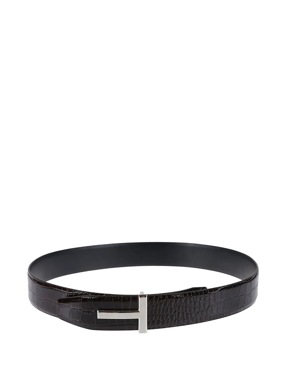 TOM FORD T-logo crocodile-effect belt | Brown | Image 1