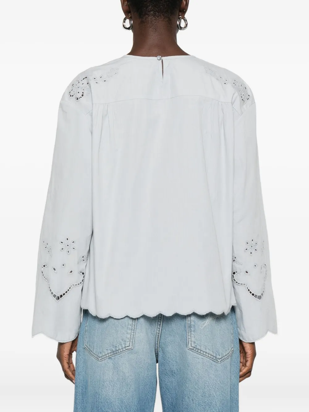 Forte Forte Embroidered Scalloped Blouse In Blue