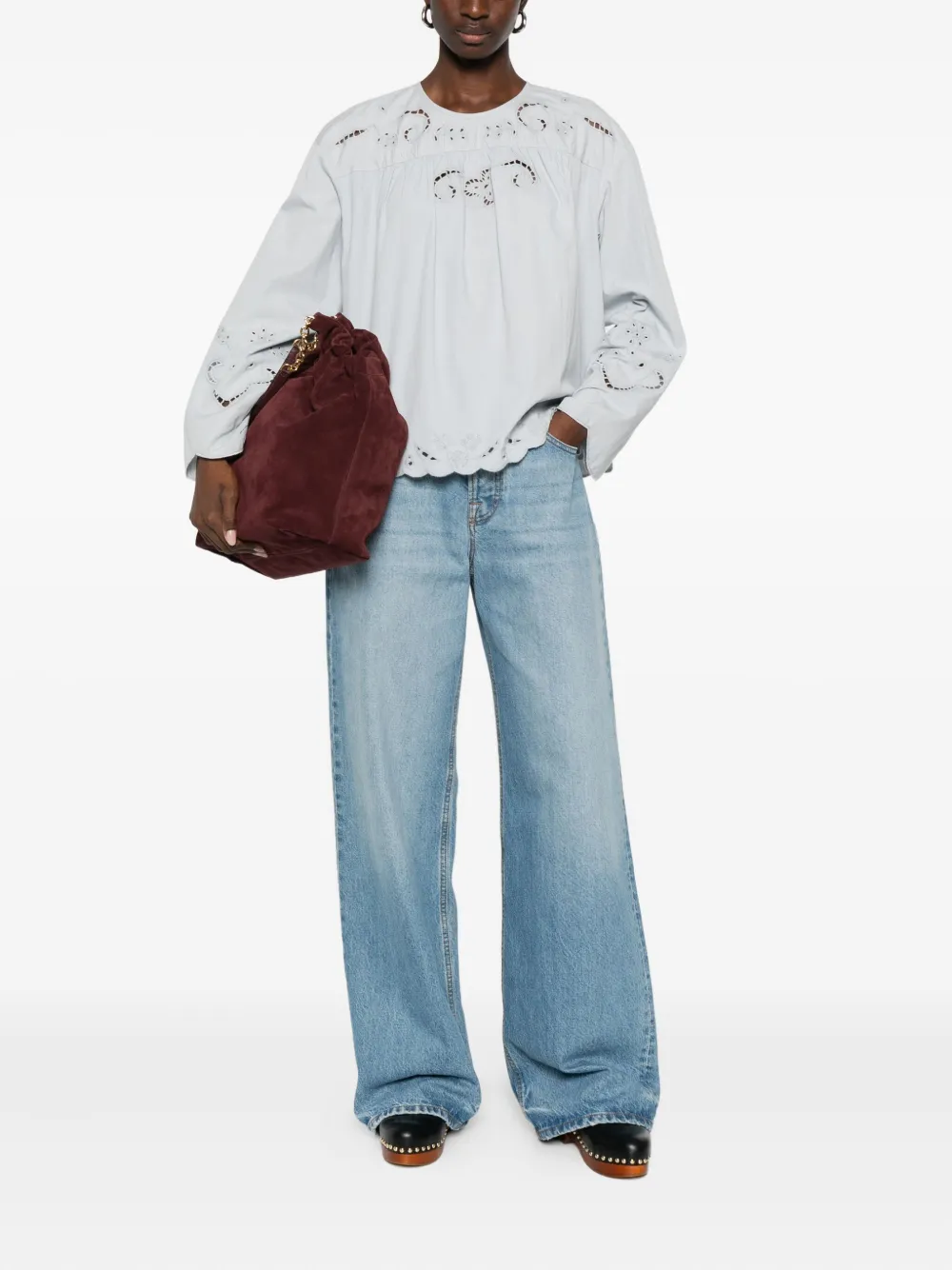 Forte Forte Embroidered Scalloped Blouse In Blue