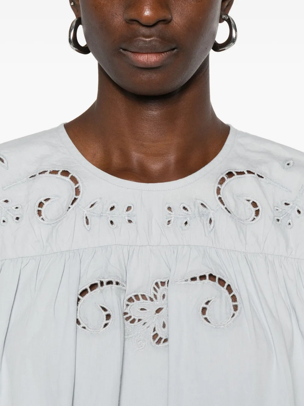 Forte Forte Embroidered Scalloped Blouse In Blue