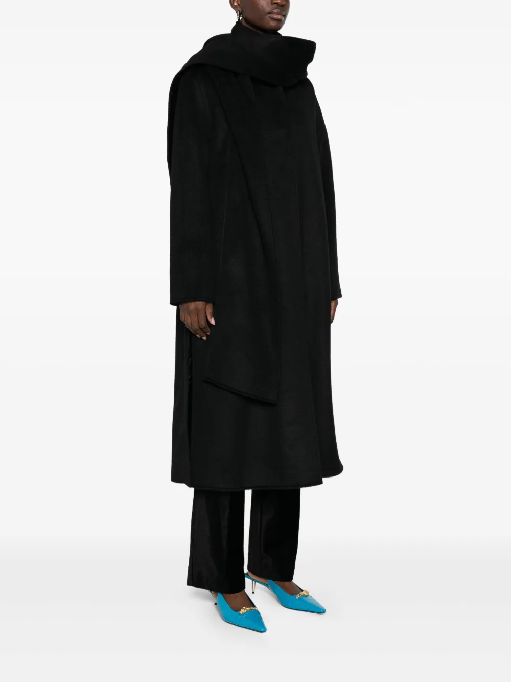 Forte Forte Funnel-neck Coat In Black