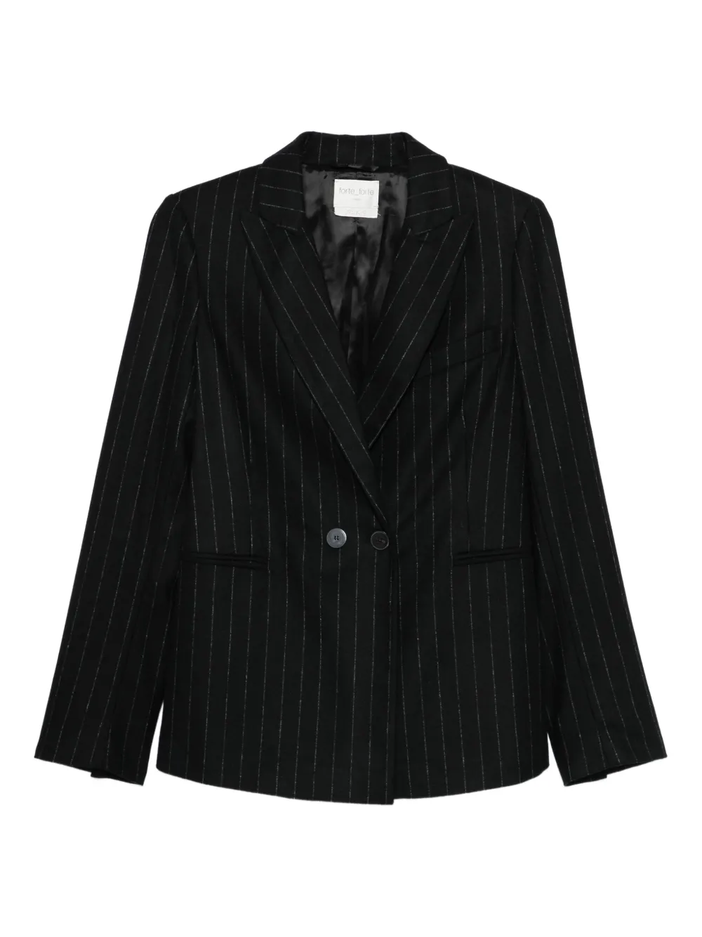 Forte Forte blazer con rayas diplomáticas estampadas y doble botonadura | negro | Image 1