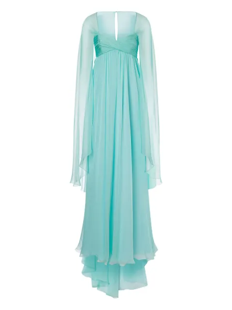 Alberta Ferretti cape-detail silk maxi dress