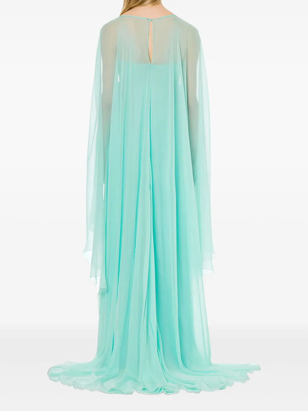 Alberta Ferretti Cape-detail Silk Maxi Dress In Blue