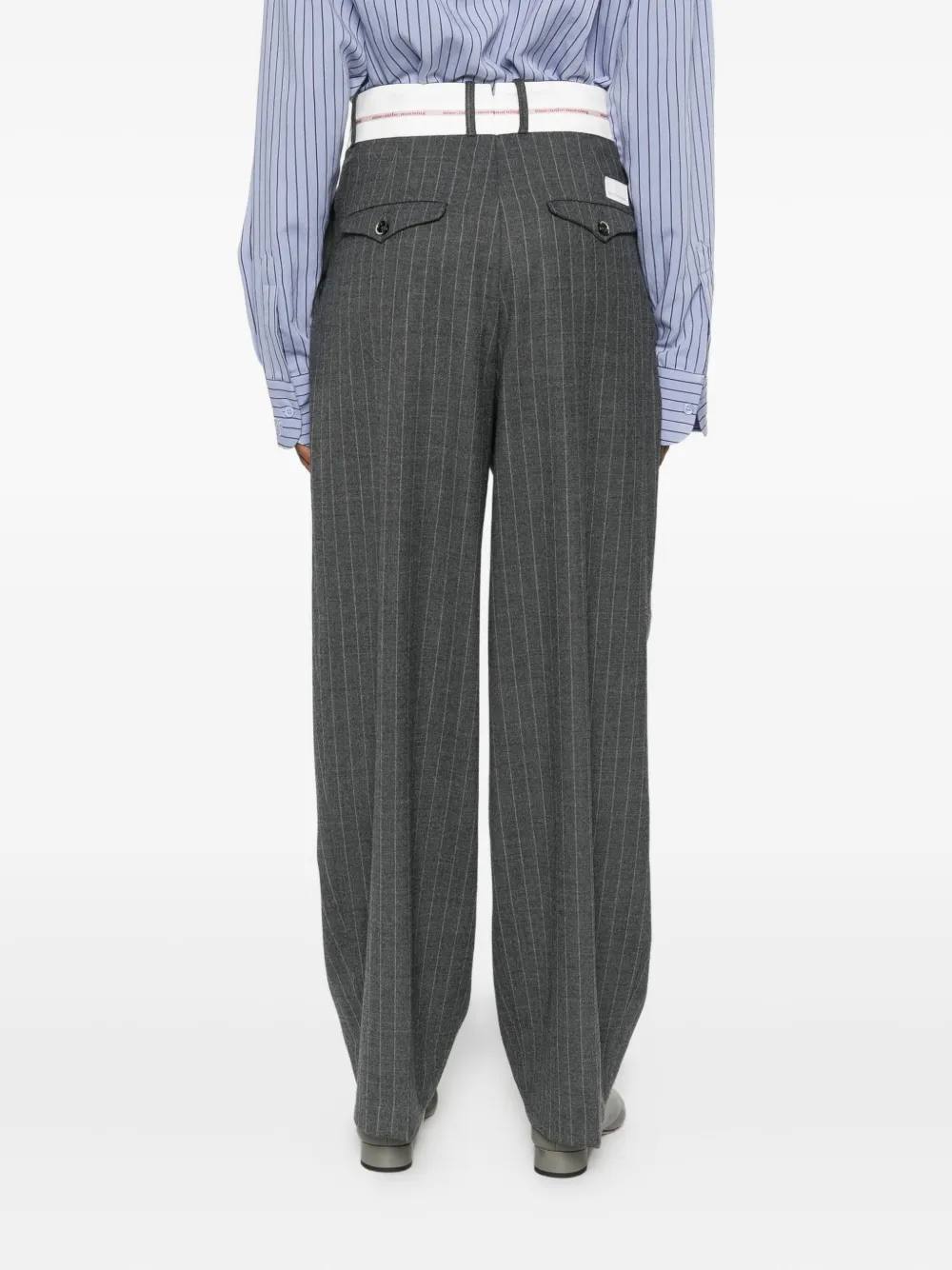 Nine In The Morning Plooibroek met krijtstreep Grijs